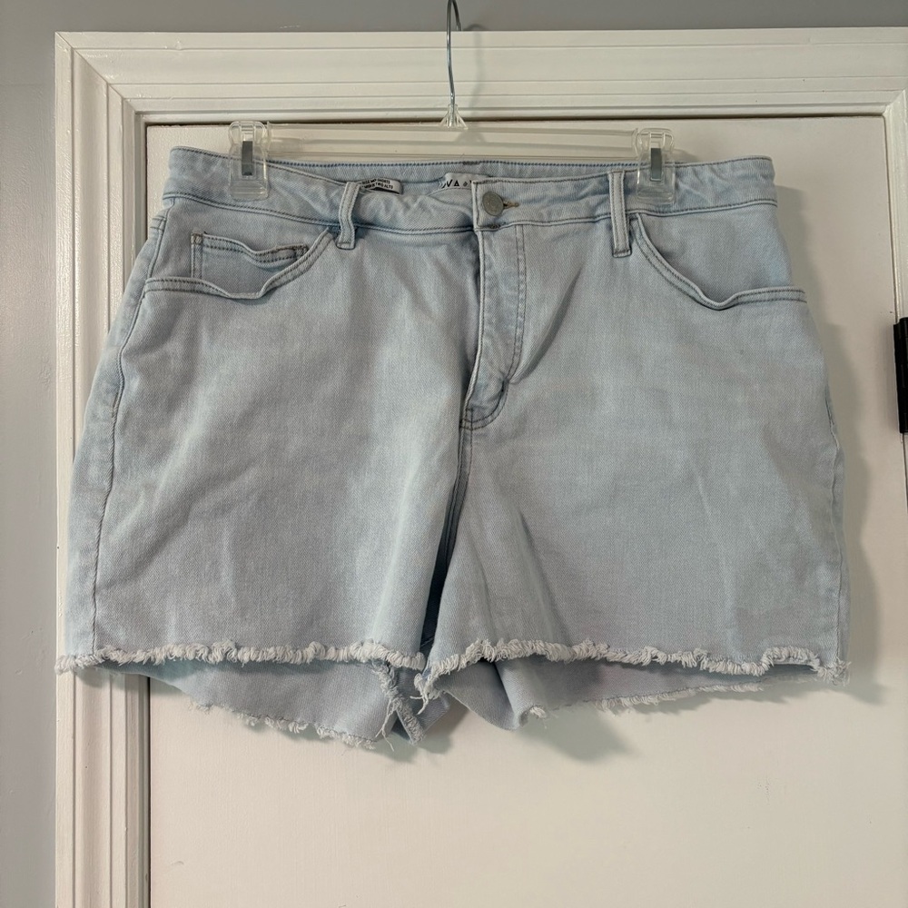Ava & Viv Blue Jean Shorts with Frayed Hem